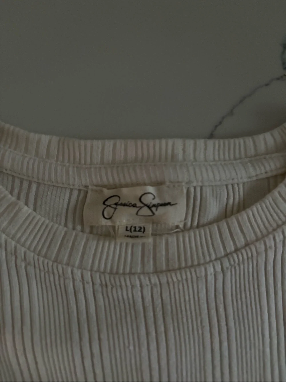 JESSICA SIMPSON Cream Ribbed Puff Sleeved Top